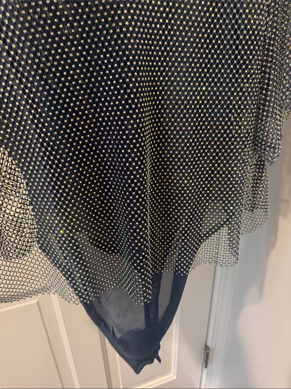 Free People Sequin Navy Mesh Tiered Blouse with attached Bodysuit - Picture 4 of 5